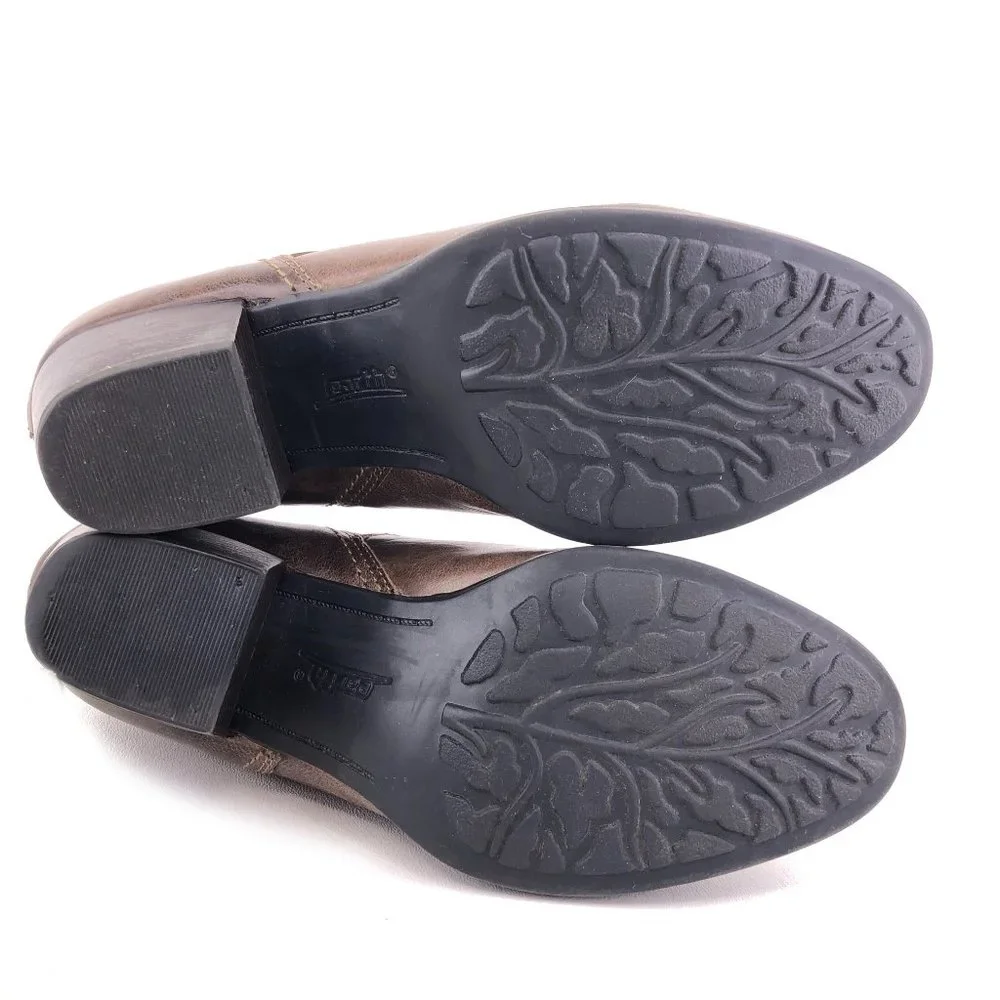 Earth Merlin Taupe Brown Leather Ankle Booties 7 B - Picture 7 of 12